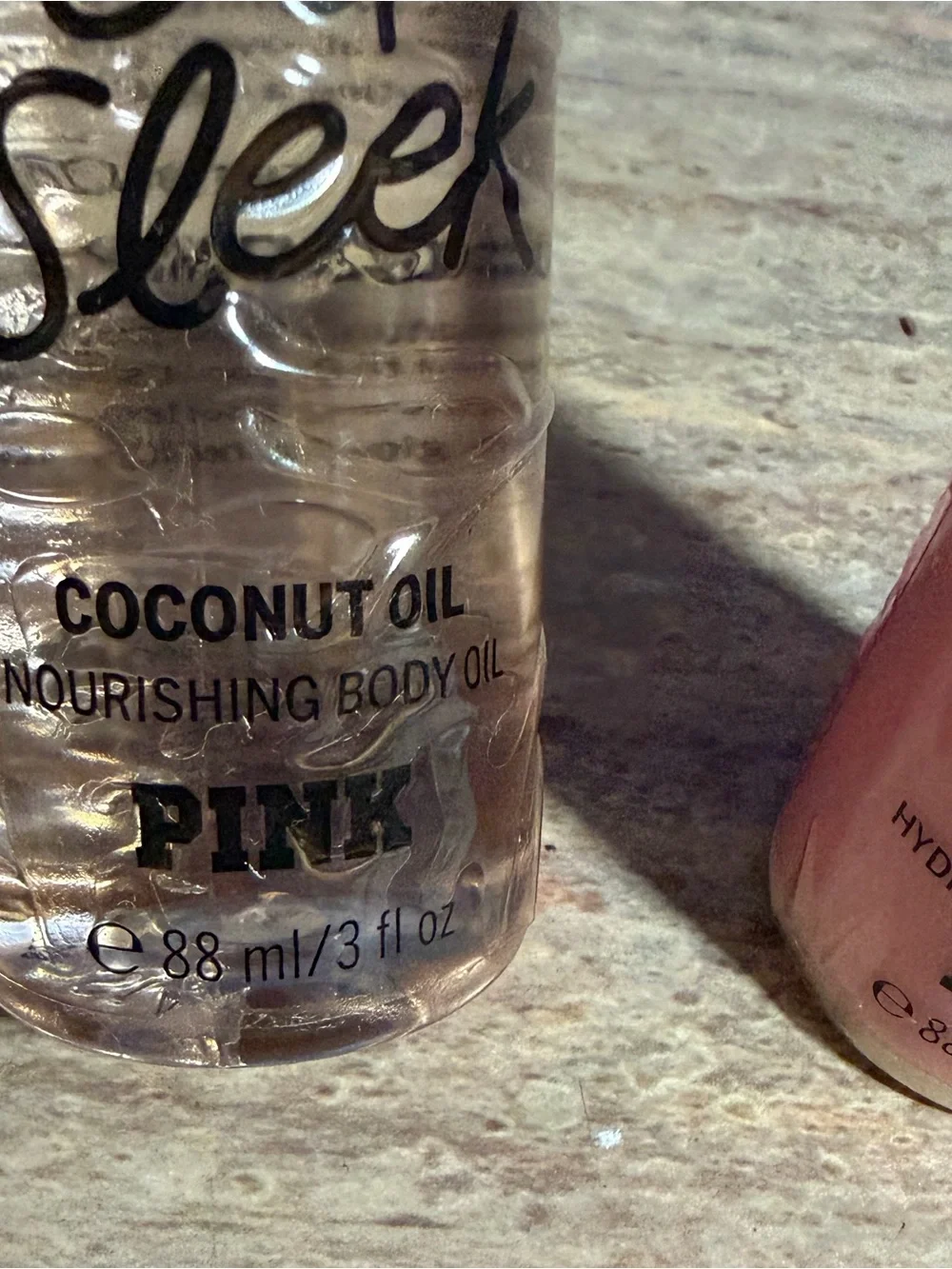 PINK Victoria’s Secret 2-Oil Sleek Coconut Oil & Cocoa Lotion Travel Set in Bag